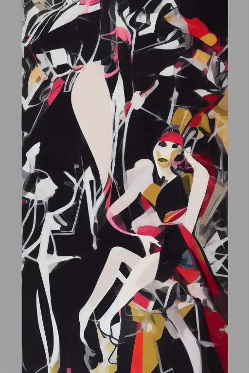 Prompt: empowering high - end haute couture fashion by vivian westwood painted on female artworks by sho murase