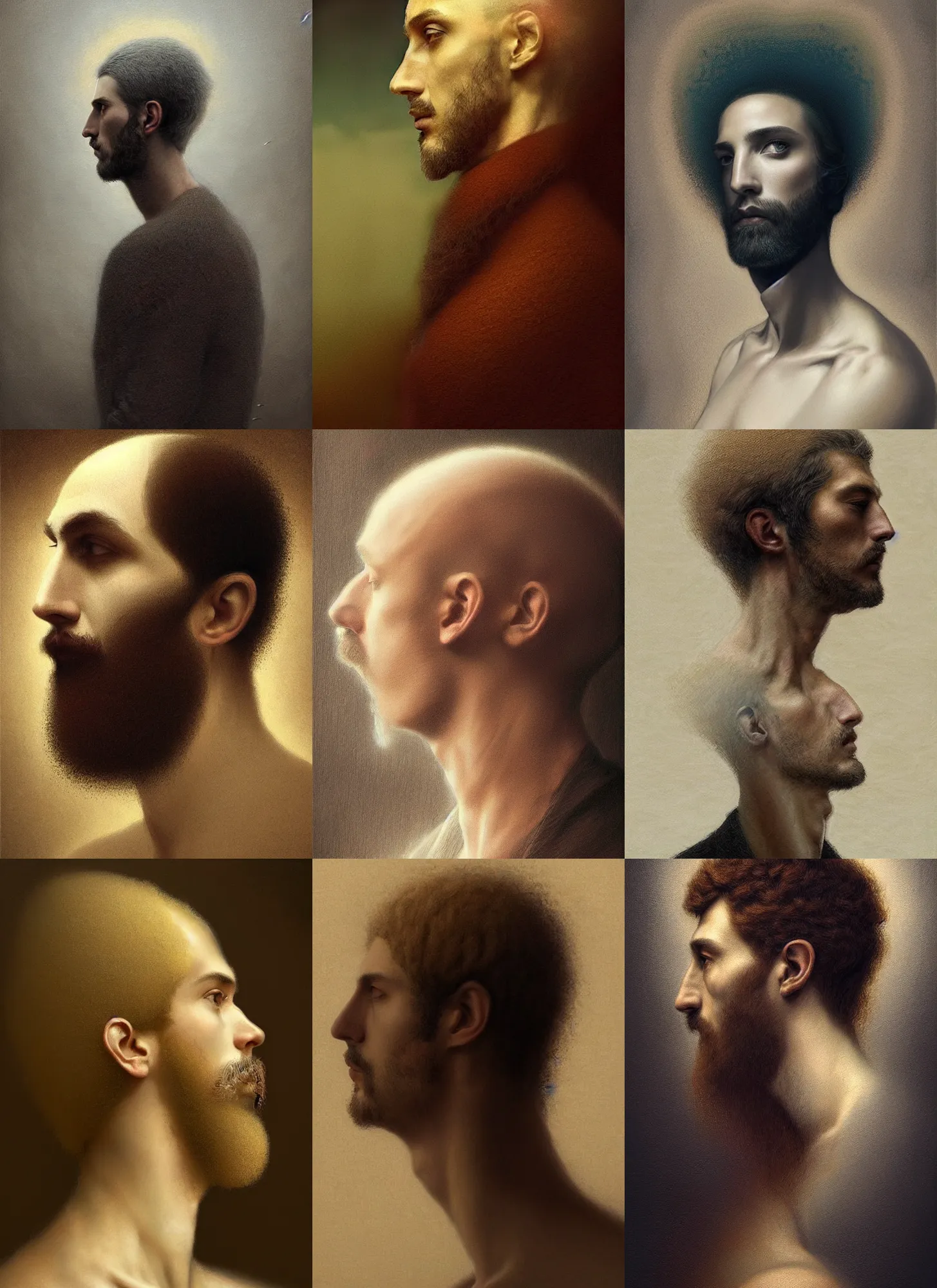 Prompt: profile of a handsome young male, art by agostino arrivabene and darren aronofsky and abbas kiarostami, tumblr, viennese actionism, fantasy, intricate and very very beautiful and elegant, highly detailed, digital painting, artstation, concept art, smooth and sharp focus, illustration
