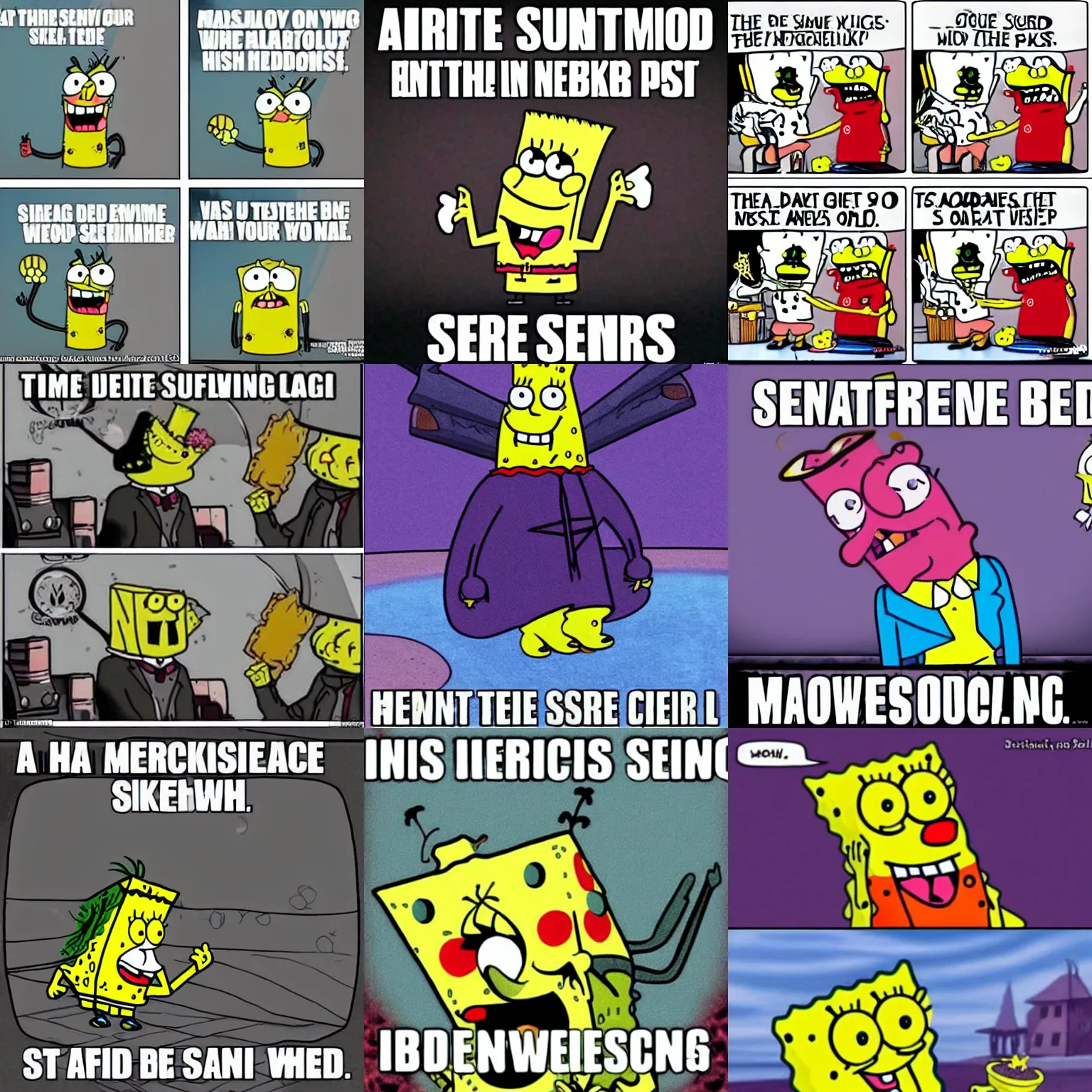Prompt: a hilarious Satanic Spongebob meme