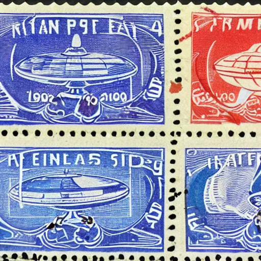 Image similar to stamps showing a ufo,