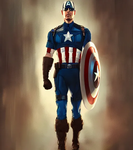 Prompt: Gavin Mcinnes as Captain America, heading into battle, sigma male, rule of thirds, cinematic, art by Stanley Artgerm Lau, WLOP, Rossdraws, Andrei Riabovitchev, Marc Simonetti, Yoshitaka Amano, ArtStation, CGSociety,