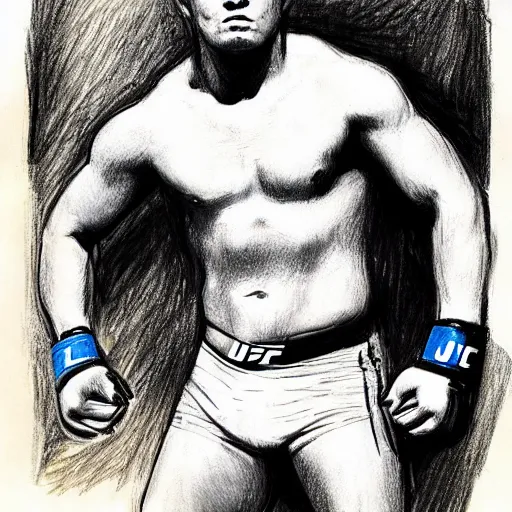 Image similar to Drawing of a ufc fighter by Dean Cornwell