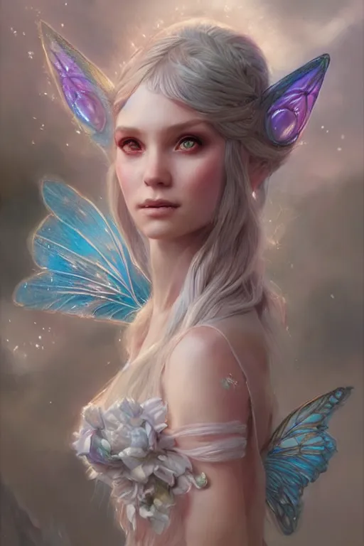 Image similar to fairy princess, highly detailed, d & d, fantasy, highly detailed, digital painting, trending on artstation, concept art, sharp focus, illustration, art by artgerm and greg rutkowski and magali villeneuve