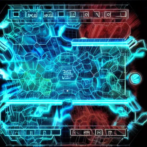 Image similar to hologram of a metroid prime map, doctor who wondering where he is