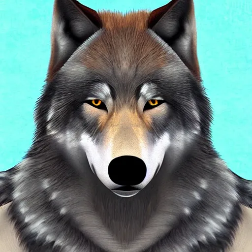 Image similar to anthro!! male wolf, digital art