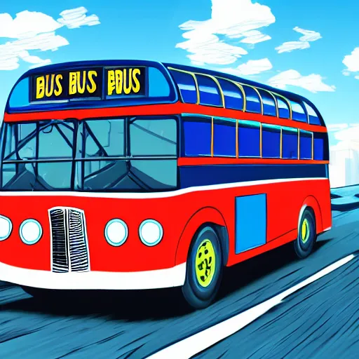 Image similar to The bus from speed, illustration, detailed, 4k