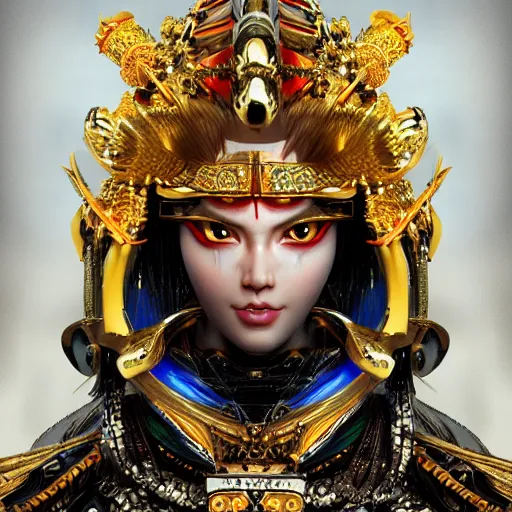 Image similar to a samurai with golden ornaments and diamonds jewelry by alex gray and android jones, karol bak, ayami kojima, amano, concept art, character design, fantasy, 3 d, 8 k resolution