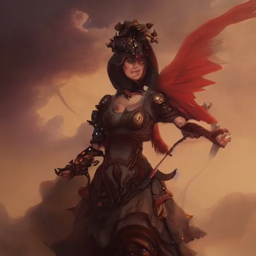 Prompt: angela merkel by ruan jia, tom bagshaw, peter mohrbacher, brian froud, epic sky, vray render, artstation, deviantart, pinterest