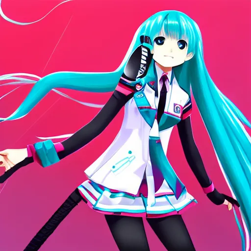 Image similar to Hatsune Miku wearing the Atletico National Uniform, digital artwork, trending in pixiv, 4k