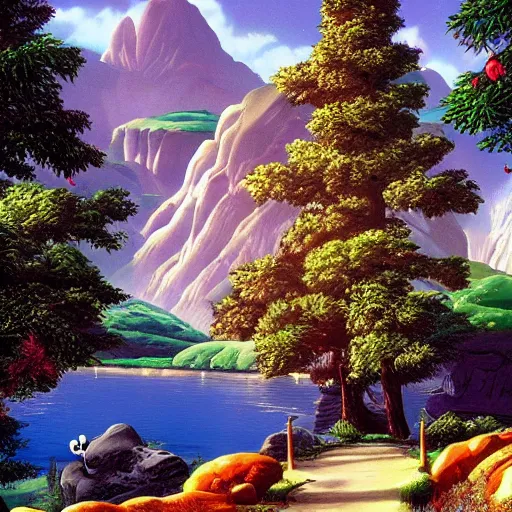 Prompt: beautiful landscape in bugs bunny