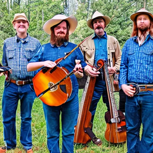 Prompt: bluegrass band from outer space