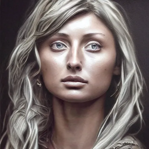 Image similar to pencil art, detailed portrait of aly michalka, intricate, hyper detailed, realistic, oil painting, by yoshitaka amano, cinematic lighting