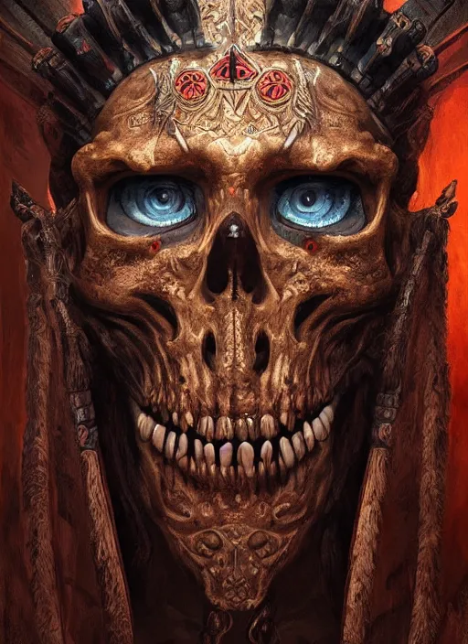 Image similar to digital _ painting _ of _ cizkin god of death mayan _ by _ filipe _ pagliuso _ and _ justin _ gerard _ symmetric _ fantasy _ highly _ detailed _ realistic _ intricate _ port glowing eyes