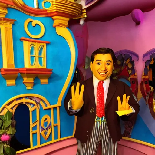 Image similar to a six year old child puppet in the its a small world ride in real life that looks exactly like ron desantis the governor of florida, highly detailed, high definition, ultra realistic