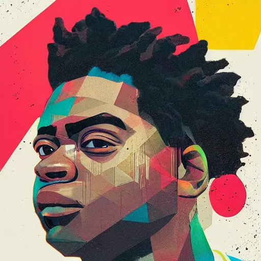 Prompt: Kodak Black profile picture by Sachin Teng, asymmetrical, Organic Painting , Matte Painting, meaningful, Powerful, geometric shapes, hard edges, graffiti, street art:2 by Sachin Teng:4