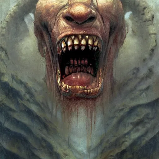 Prompt: vladimir putin, putin is bald prehistoric primate caveman, reptiloid reptile eyes, toothless, saw teeth, horror macabre face, clown nose, by donato giancola and greg rutkowski and wayne barlow and zdzisław beksinski, realistic face, digital art