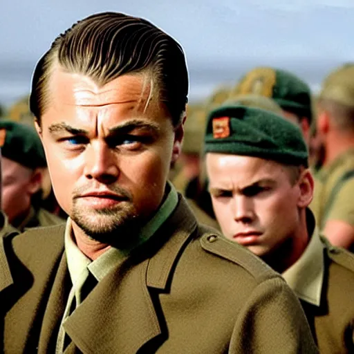 Prompt: Leonardo Dicaprio starring in saving private Ryan