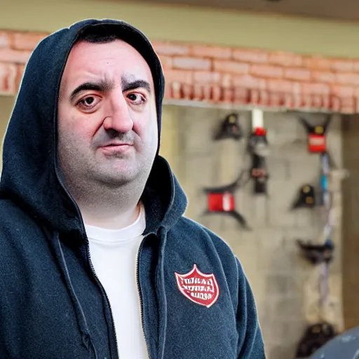 Prompt: Mike Stoklasa from Red Letter Media as a black hooded executioner