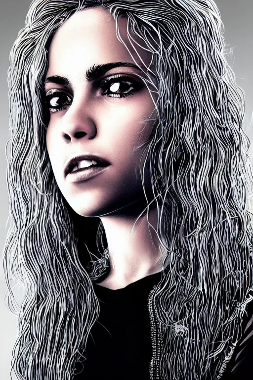 Image similar to a portrait of shakira in the style of cyberpunk,, single head, no double head,