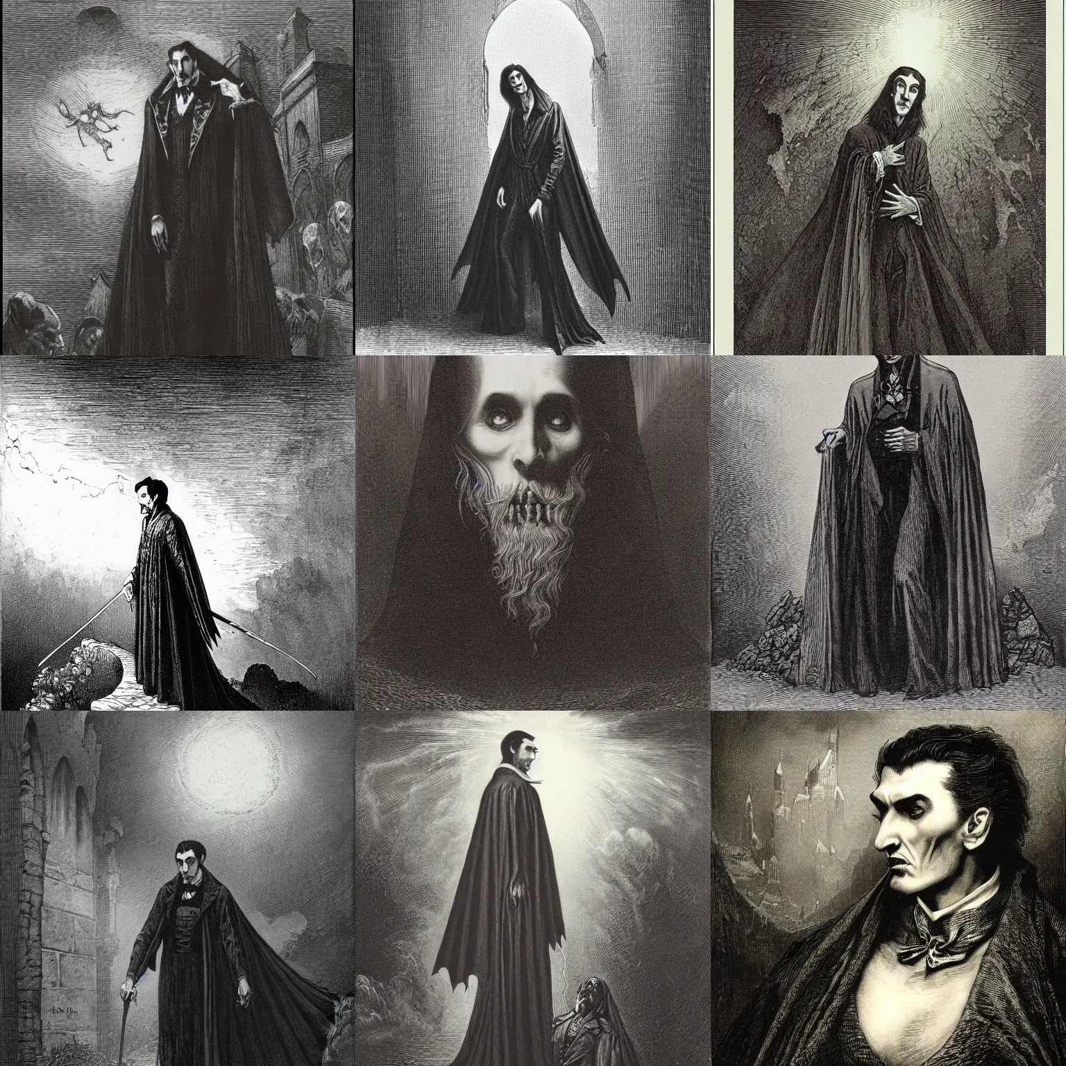 Prompt: dracula by gustave dore