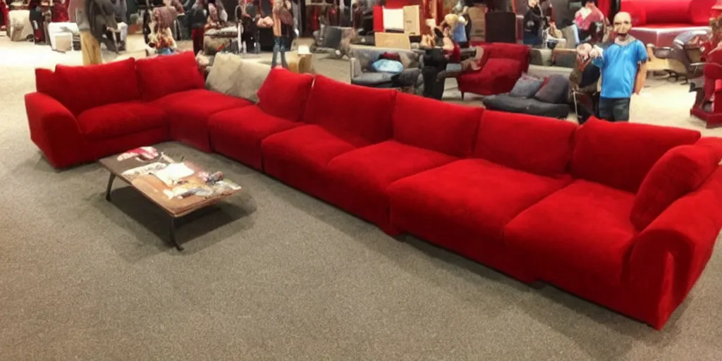 Image similar to Super Mario-shaped red couch