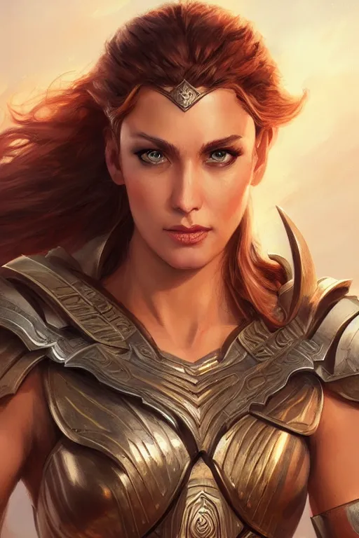 Image similar to amazon valkyrie athena, d & d, fantasy, portrait, highly detailed, headshot, digital painting, trending on artstation, concept art, sharp focus, illustration, art by artgerm and greg rutkowski and magali villeneuve