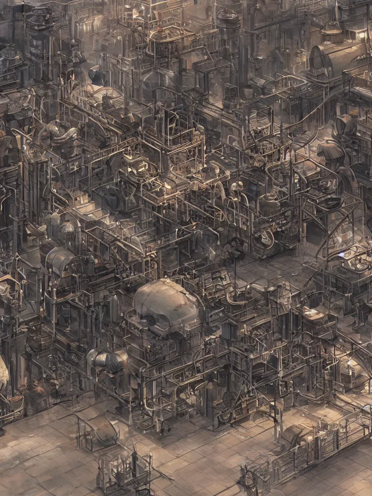 Prompt: photo realistic factories biter by disney concept artists, blunt borders, rule of thirds