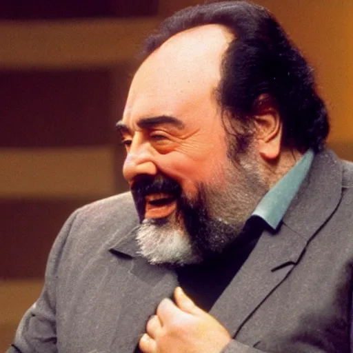 Image similar to luciano pavarotti as spiderman, highly detailed, 8 k