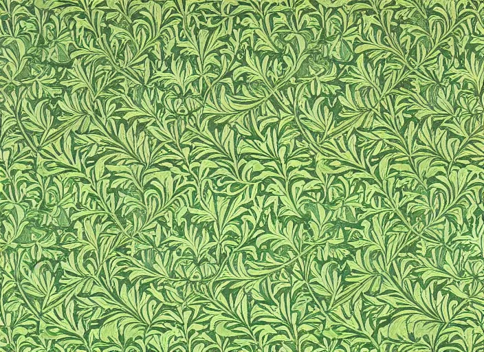 Image similar to pepe the frog, by william morris