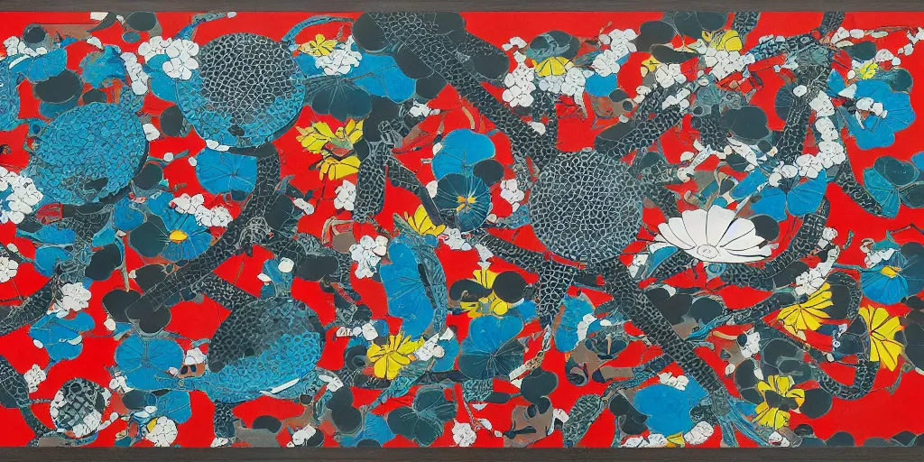 Image similar to Japanese art in the style of Damien Hirst