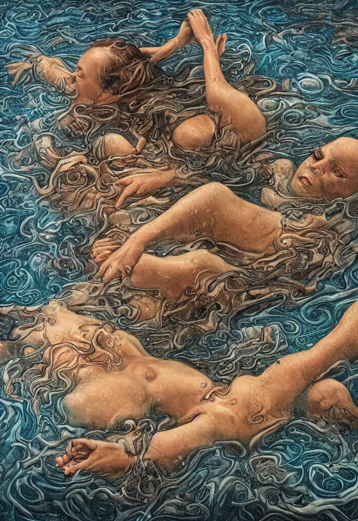 Image similar to highly detailed surrealist art about drowning slowly