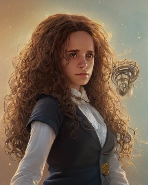 Image similar to ultra realistic illustration, hermione granger from the chamber of secrets, intricate, elegant, highly detailed, digital painting, artstation, concept art, smooth, sharp focus, illustration, art by artgerm and greg rutkowski and alphonse mucha