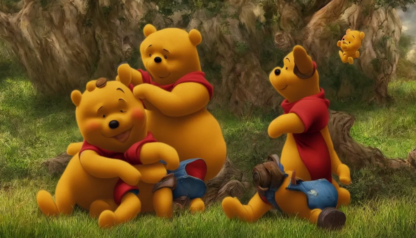 Prompt: realistic depiction of Winnie the Pooh, photorealistic, cinematic