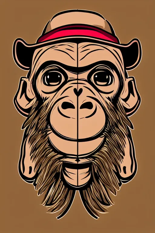 Image similar to Portrait of a Monkey, mafia, gangster, sticker, colorful, illustration, highly detailed, simple, smooth and clean vector curves, no jagged lines, vector art, smooth