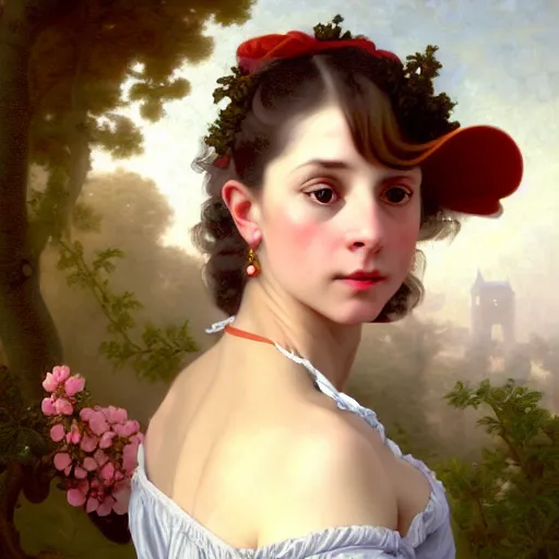 Prompt: A fantasy style portrait painting of Sabrina Lloyd, in the style of François Boucher, Oil Painting, hyperrealistic, render, Regal, Refined, Detailed Digital Art, RPG portrait, Michael Cheval, William-Adolphe Bouguereau, dynamic lighting, Highly Detailed, Cinematic Lighting, Unreal Engine, 8k, HD, octane render