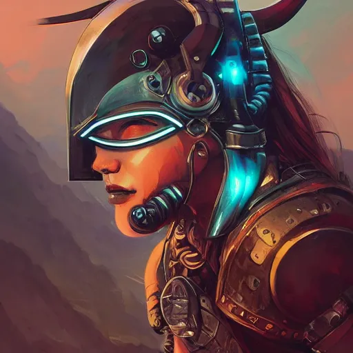 Image similar to cyberpunk viking helmet mask warrior goddess robot ninja fantasy, art gta 5 cover, official fanart behance hd artstation by jesper ejsing, by rhads, makoto shinkai and lois van baarle, ilya kuvshinov, ossdraws