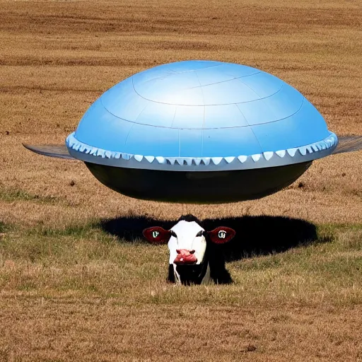 Prompt: flying saucer made out of a cow