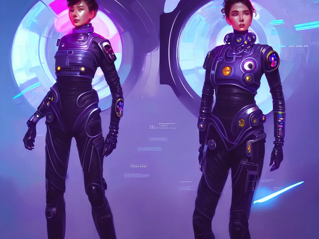 Image similar to portrait futuristic planet earth police uniform female, in a future huge spaceship internal, neon light, ssci - fi and fantasy, intricate and very very beautiful and elegant, highly detailed, digital painting, artstation, concept art, smooth and sharp focus, illustration, art by tan zi and ayanamikodon and alphonse mucha and wlop