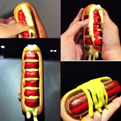 Image similar to a hotdog with the face of snoop dogg inside it