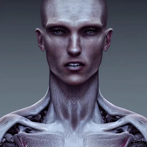 Prompt: photograph of a beautiful and handsome transhuman creature, young, male, realistic, detailed, hyper realistic