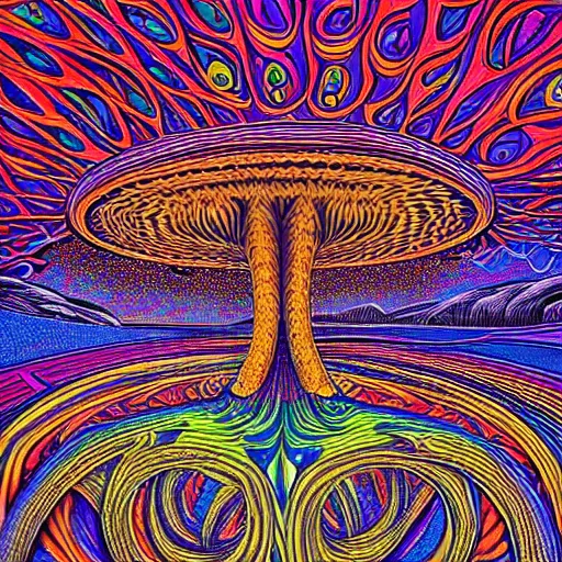 Prompt: psychedelic mushroom universe by Alex Gray, trippy