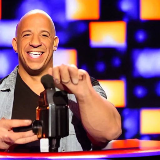 Prompt: vin diesel as howie mandel on deal or no deal