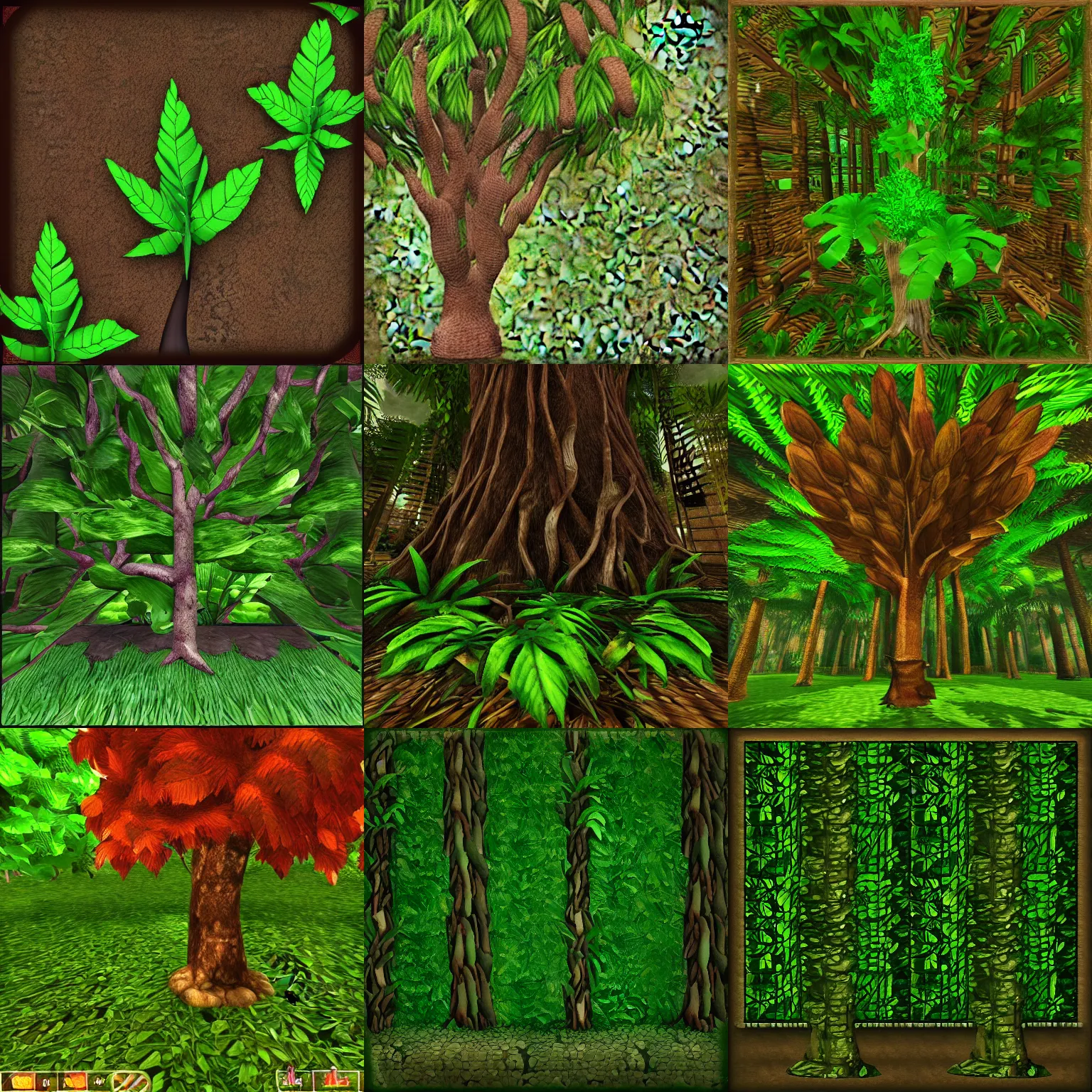 Prompt: jungle tree's leaves texture file, video game