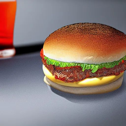 Prompt: A photorealistic close-up of a lava burger