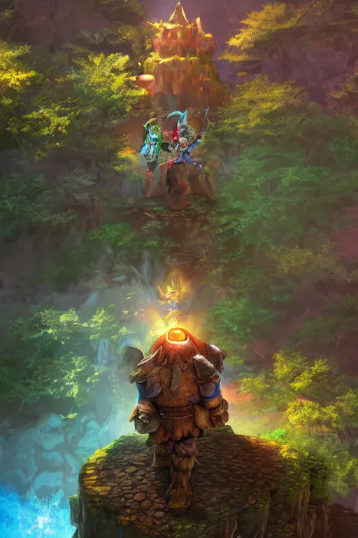 Image similar to zelda fantasy art golem wood rock, global illumination ray tracing hdr fanart arstation by sung choi and eric pfeiffer and gabriel garza and casper konefal