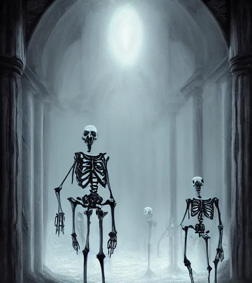 Prompt: gothic warlcok with skeletal slaves, digital painting, liminal eerie midnight backlit, a picture taken by Michael Komarck