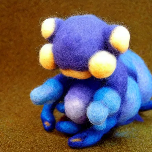 Prompt: a needle felted blastoise, needle felting art.