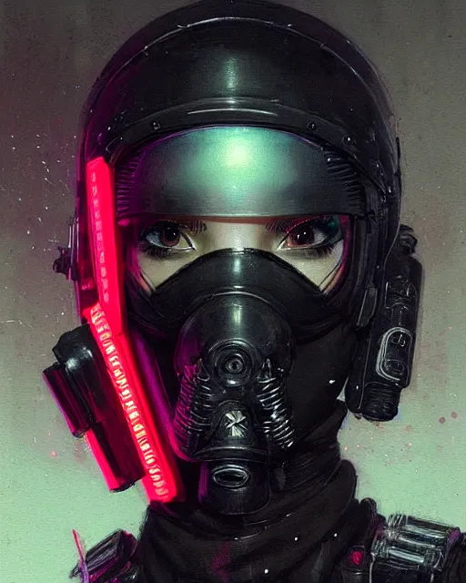 Image similar to detailed portrait neon female swat officer, cyberpunk futuristic, neon, futuristic face mask, reflective puffy coat, decorated with traditional japanese by ismail inceoglu dragan bibin hans thoma greg rutkowski alexandros pyromallis nekro rene margitte, fire & smoke, illustrated, perfect face, fine details, realistic shaded, fine - face, pretty face