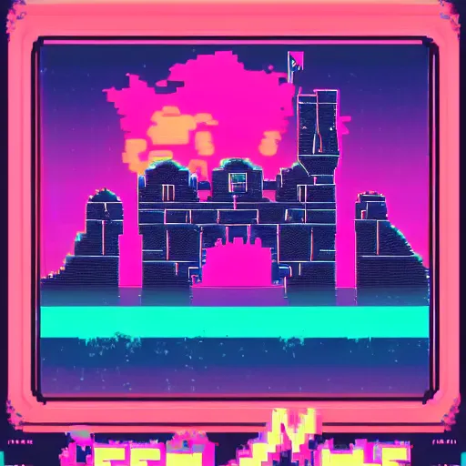 Image similar to Retrowave castle