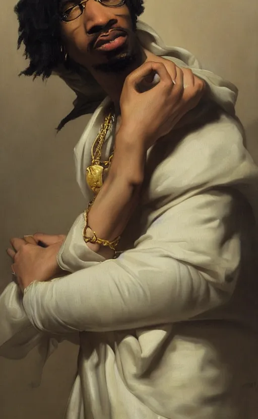 Image similar to painting of quavo by roberto ferri